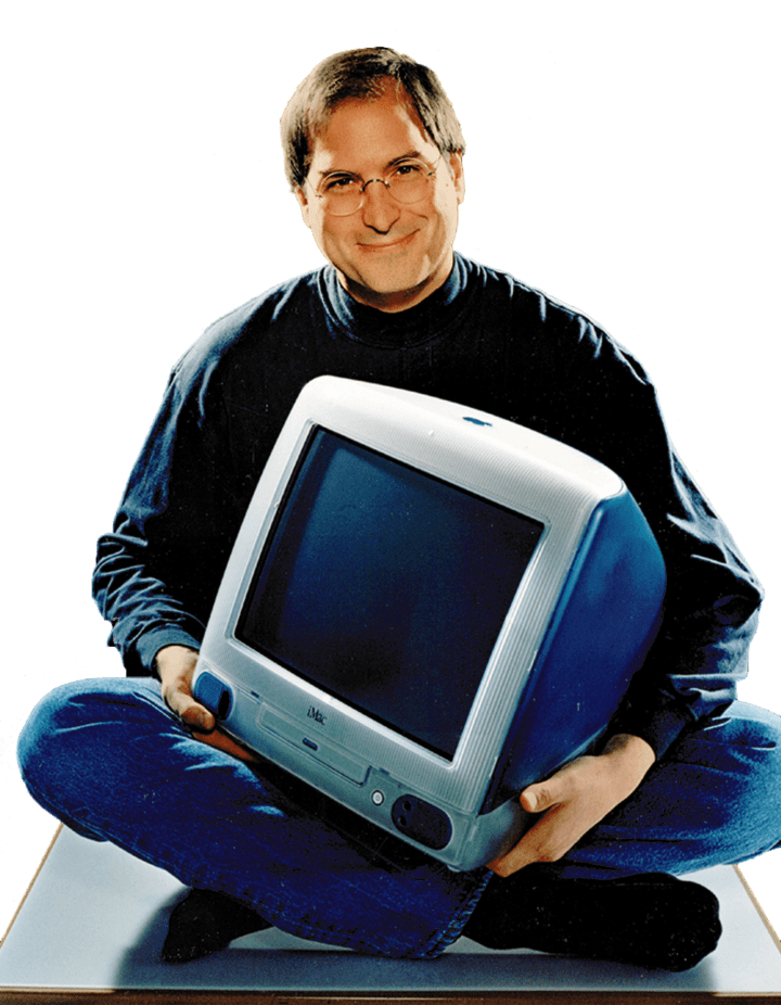 steve-jobs-with-imac-g3-blue